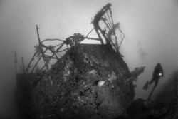 Exploring a wreck in Fiji by Andy Lerner 